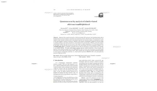 Quantum security analysis of a lattice-based oblivious transfer protocol∗